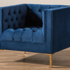 Baxton Studio Zanetta Luxe and Glamour Navy Velvet Upholstered Gold Finished Lounge Chair