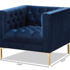 Baxton Studio Zanetta Luxe and Glamour Navy Velvet Upholstered Gold Finished Lounge Chair