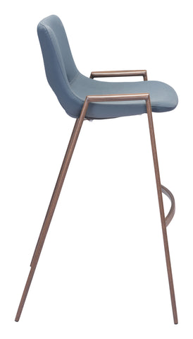 Zuo Desi Barstool (Set of 2) Azure Gray & Walnut