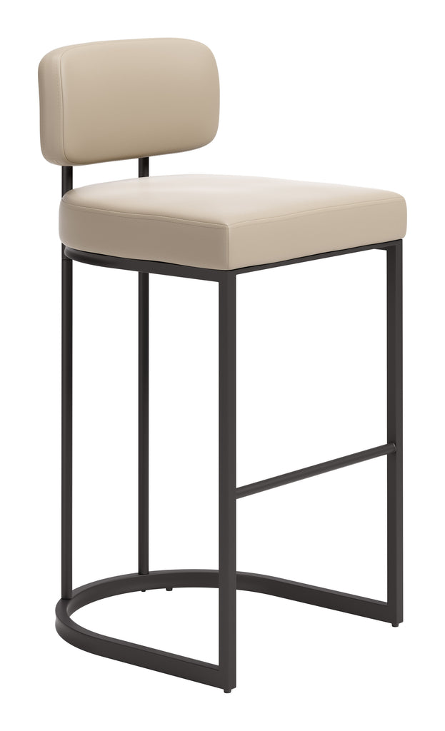 Zuo Velar Barstool (Set of 2) Beige & Gray