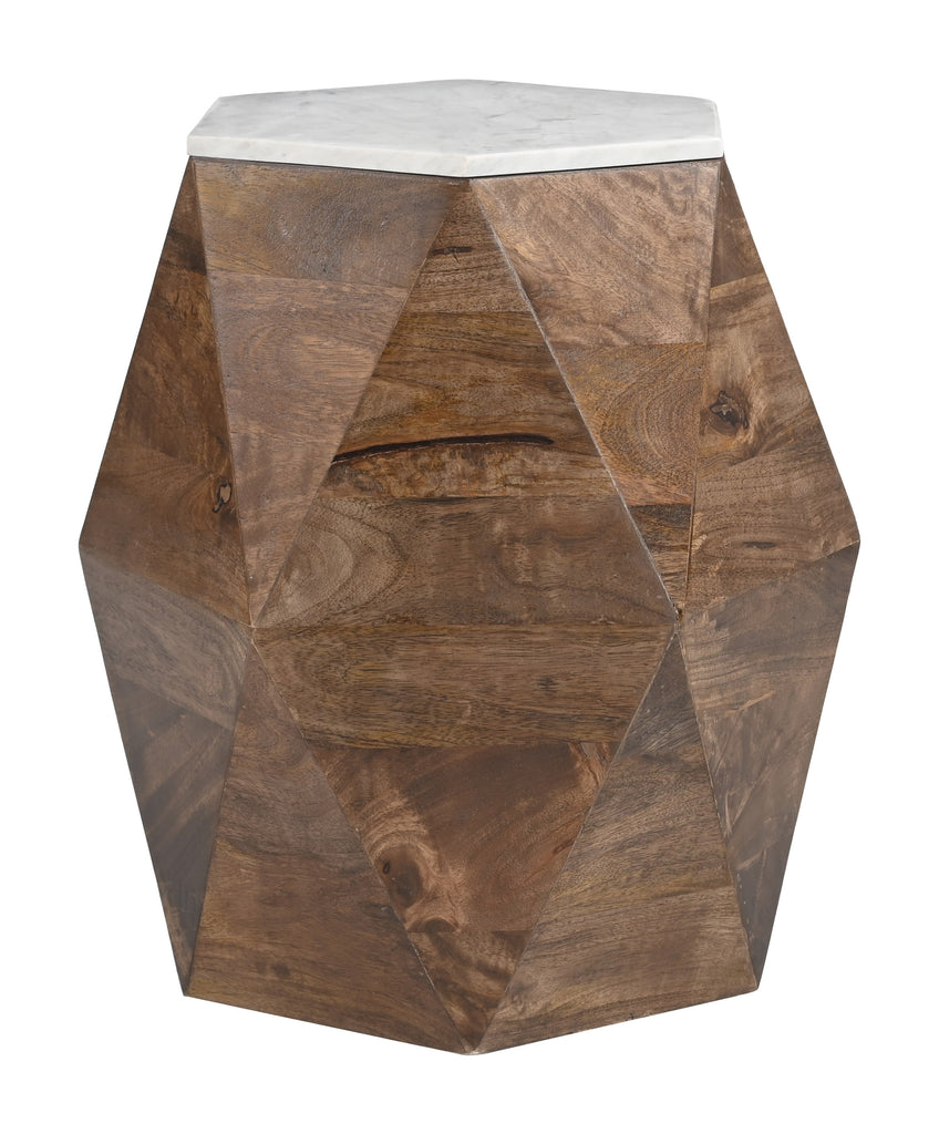Zuo Bisel Side Table White & Walnut