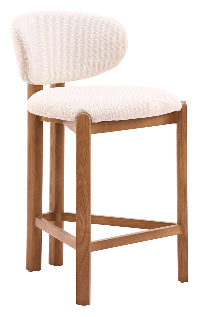 Zuo Rosetta Counter Stool (Set of 2) Beige & Walnut