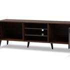 Baxton Studio Samuel Mid-Century Modern Brown and Dark Grey Finished TV Stand