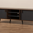 Baxton Studio Samuel Mid-Century Modern Brown and Dark Grey Finished TV Stand