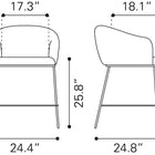 Zuo Essen Counter Stool Black & Bronze