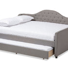 Baxton Studio Eliza Modern and Contemporary Grey Fabric Upholstered Queen Size Daybed with Trundle