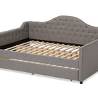 Baxton Studio Eliza Modern and Contemporary Grey Fabric Upholstered Queen Size Daybed with Trundle