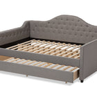 Baxton Studio Eliza Modern and Contemporary Grey Fabric Upholstered Queen Size Daybed with Trundle