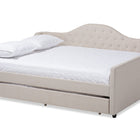 Baxton Studio Eliza Modern and Contemporary Light Beige Fabric Upholstered Queen Size Daybed with Trundle