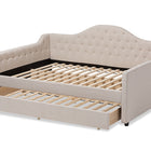 Baxton Studio Eliza Modern and Contemporary Light Beige Fabric Upholstered Queen Size Daybed with Trundle