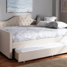 Baxton Studio Eliza Modern and Contemporary Light Beige Fabric Upholstered Queen Size Daybed with Trundle
