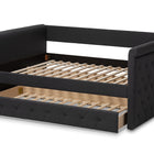 Baxton Studio Alena Modern and Contemporary Dark Grey Fabric Upholstered Full Size Daybed with Trundle