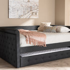 Baxton Studio Alena Modern and Contemporary Dark Grey Fabric Upholstered Full Size Daybed with Trundle