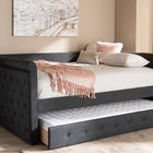 Baxton Studio Alena Modern and Contemporary Dark Grey Fabric Upholstered Full Size Daybed with Trundle