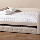 Baxton Studio Alena Modern and Contemporary Light Beige Fabric Upholstered Queen Size Daybed with Trundle