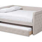 Baxton Studio Alena Modern and Contemporary Light Beige Fabric Upholstered Queen Size Daybed with Trundle