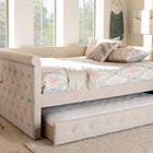 Baxton Studio Alena Modern and Contemporary Light Beige Fabric Upholstered Queen Size Daybed with Trundle