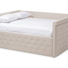 Baxton Studio Amaya Modern and Contemporary Light Beige Fabric Upholstered Queen Size Daybed