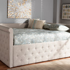 Baxton Studio Amaya Modern and Contemporary Light Beige Fabric Upholstered Queen Size Daybed