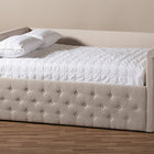 Baxton Studio Amaya Modern and Contemporary Light Beige Fabric Upholstered Queen Size Daybed