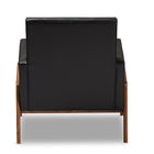 Baxton Studio Perris Mid-Century Modern Black Faux Leather Upholstered Walnut Wood Lounge Chair
