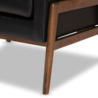 Baxton Studio Perris Mid-Century Modern Black Faux Leather Upholstered Walnut Wood Lounge Chair