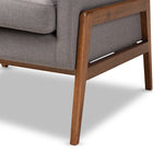 Baxton Studio Perris Mid-Century Modern Grey Fabric Upholstered Walnut Wood Lounge Chair