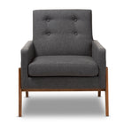 Baxton Studio Perris Mid-Century Modern Dark Grey Fabric Upholstered Walnut Wood Lounge Chair