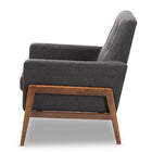 Baxton Studio Perris Mid-Century Modern Dark Grey Fabric Upholstered Walnut Wood Lounge Chair