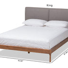 Baxton Studio Aveneil Mid-Century Modern Grey Fabric Upholstered Walnut Finished King Size Platform Bed