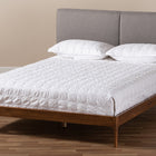Baxton Studio Aveneil Mid-Century Modern Grey Fabric Upholstered Walnut Finished King Size Platform Bed