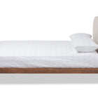 Baxton Studio Aveneil Mid-Century Modern Beige Fabric Upholstered Walnut Finished King Size Platform Bed
