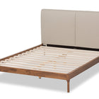 Baxton Studio Aveneil Mid-Century Modern Beige Fabric Upholstered Walnut Finished Full Size Platform Bed