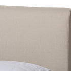Baxton Studio Aveneil Mid-Century Modern Beige Fabric Upholstered Walnut Finished King Size Platform Bed