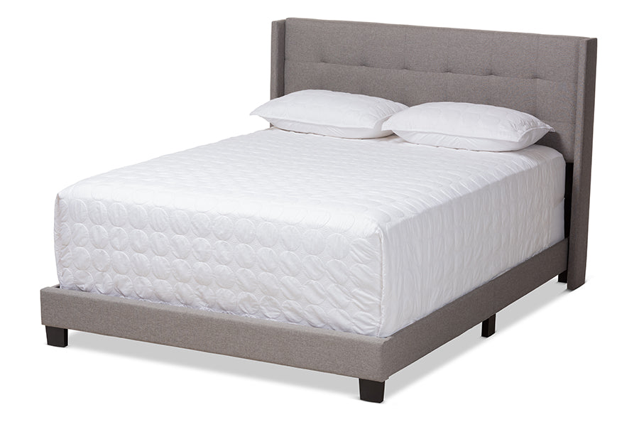 Baxton Studio Lisette Modern and Contemporary Grey Fabric Upholstered Queen Size Bed