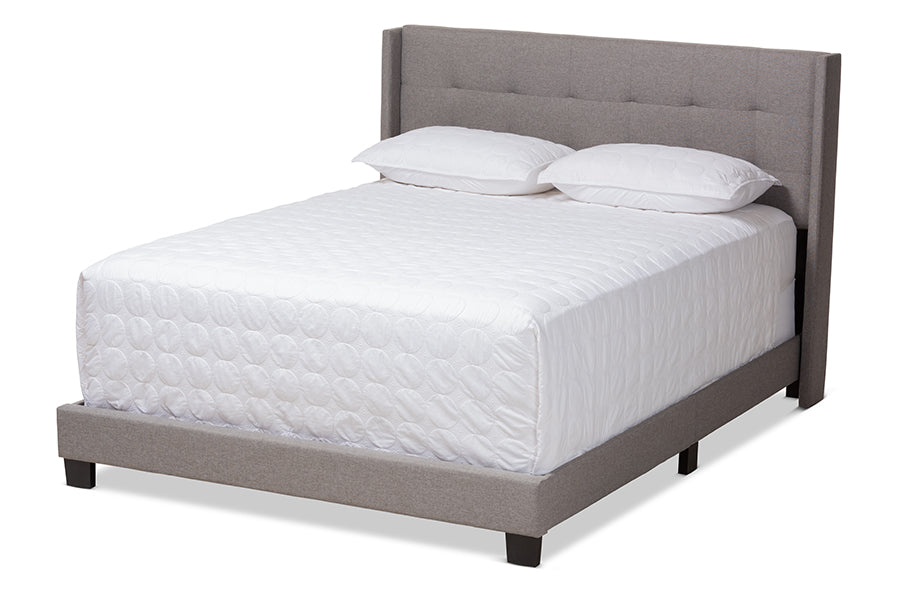 Baxton Studio Lisette Modern and Contemporary Grey Fabric Upholstered King Size Bed