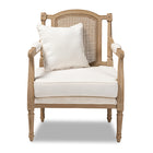Baxton Studio Clemence French Provincial Ivory Fabric Upholstered Whitewashed Wood Armchair
