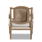 Baxton Studio Clemence French Provincial Ivory Fabric Upholstered Whitewashed Wood Armchair