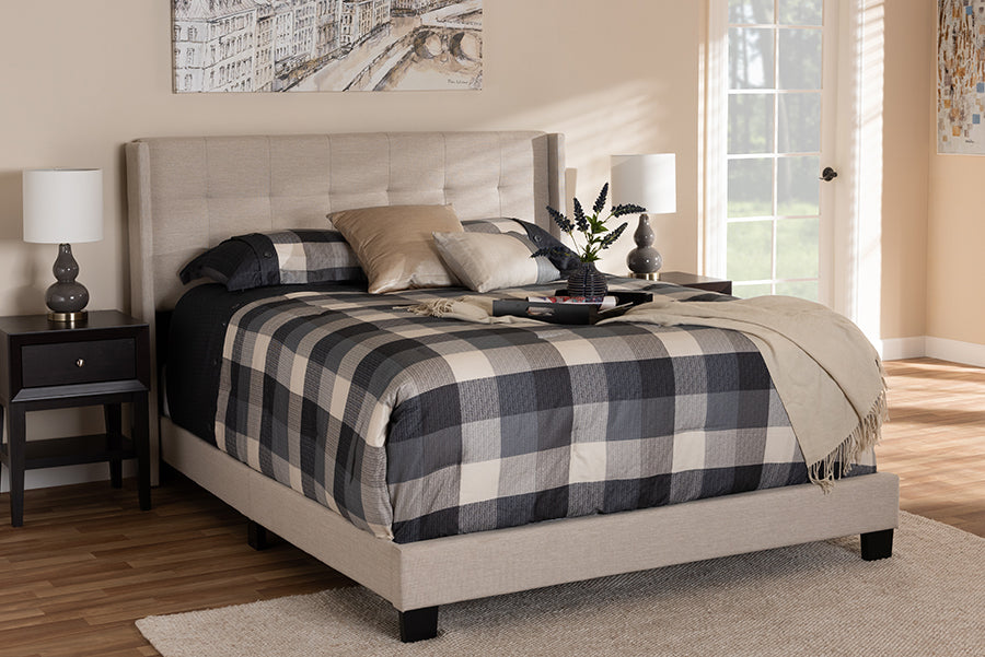 Baxton Studio Lisette Modern and Contemporary Beige Fabric Upholstered Full Size Bed