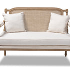 Baxton Studio Clemence French Provincial Ivory Fabric Upholstered Whitewashed Wood Loveseat