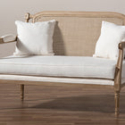 Baxton Studio Clemence French Provincial Ivory Fabric Upholstered Whitewashed Wood Loveseat
