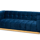 Baxton Studio Loreto Glam and Luxe Navy Blue Velvet Fabric Upholstered Brushed Gold Finished Sofa