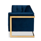 Baxton Studio Ambra Glam and Luxe Navy Blue Velvet Fabric Upholstered and Button Tufted Gold Sofa with Gold-Tone Frame