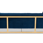 Baxton Studio Ambra Glam and Luxe Navy Blue Velvet Fabric Upholstered and Button Tufted Gold Sofa with Gold-Tone Frame