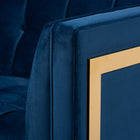 Baxton Studio Ambra Glam and Luxe Navy Blue Velvet Fabric Upholstered and Button Tufted Gold Sofa with Gold-Tone Frame