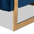 Baxton Studio Ambra Glam and Luxe Navy Blue Velvet Fabric Upholstered and Button Tufted Gold Sofa with Gold-Tone Frame
