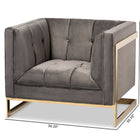 Baxton Studio Ambra Glam and Luxe Grey Velvet Fabric Upholstered and Button Tufted Armchair with Gold-Tone Frame