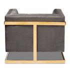 Baxton Studio Ambra Glam and Luxe Grey Velvet Fabric Upholstered and Button Tufted Armchair with Gold-Tone Frame