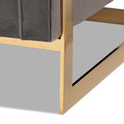 Baxton Studio Ambra Glam and Luxe Grey Velvet Fabric Upholstered and Button Tufted Armchair with Gold-Tone Frame