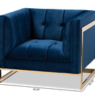 Baxton Studio Ambra Glam and Luxe Royal Blue Velvet Fabric Upholstered and Button Tufted Armchair with Gold-Tone Frame